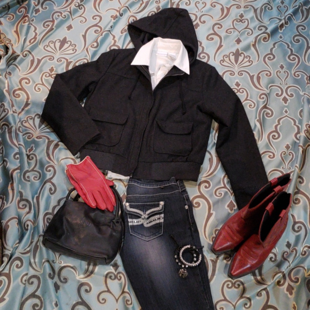 Old Navy Wool Zipper Jacket w/Hoodie